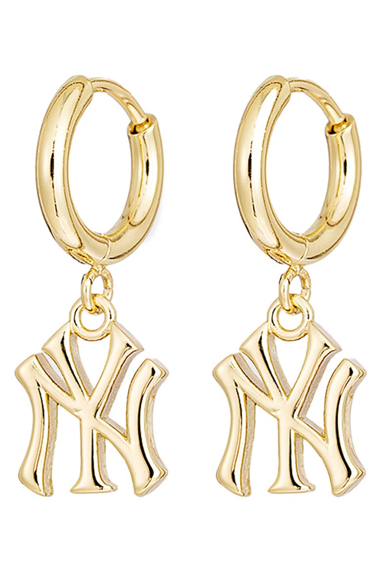 MLB New York Yankees Logo Charm Huggie Hoop Earrings, Main, color, GOLD