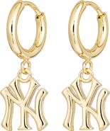 Luv AJ MLB New York Yankees Logo Charm Huggie Hoop Earrings