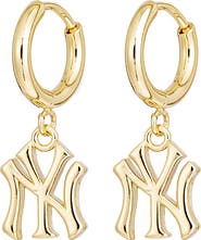 Luv AJ MLB New York Yankees Logo Charm Huggie Hoop Earrings