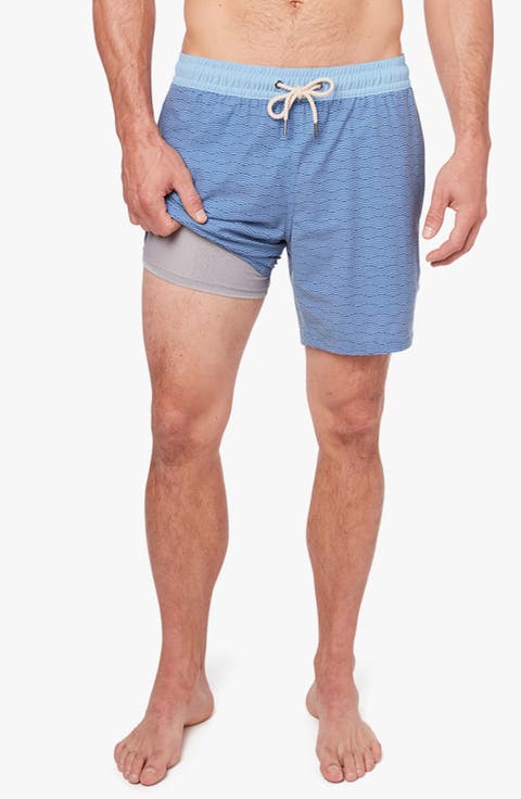 The Bayberry Medallion Print Water Repellent Swim Trunks
