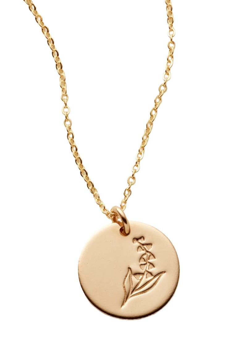 May Birth Flower Necklace, Main, color, Gold Filled