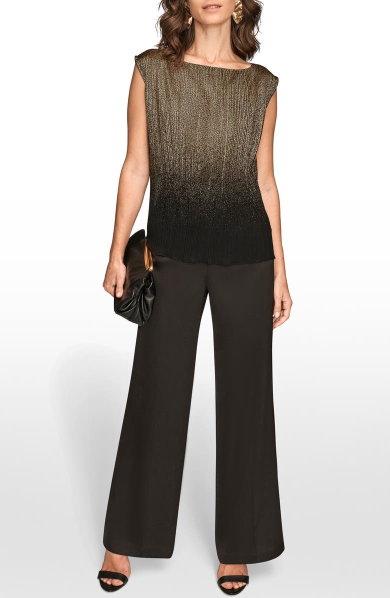Donna Karan New York Metallic Ombré Sleeveless Top, Alternate, color, Black/ Gold