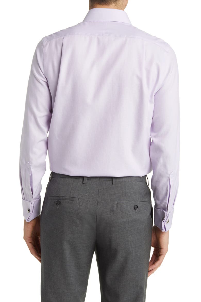 Non-Iron Clifton Weave Cutaway Slim Fit Shirt Double Cuff, Alternate, color, LILAC PURPLE
