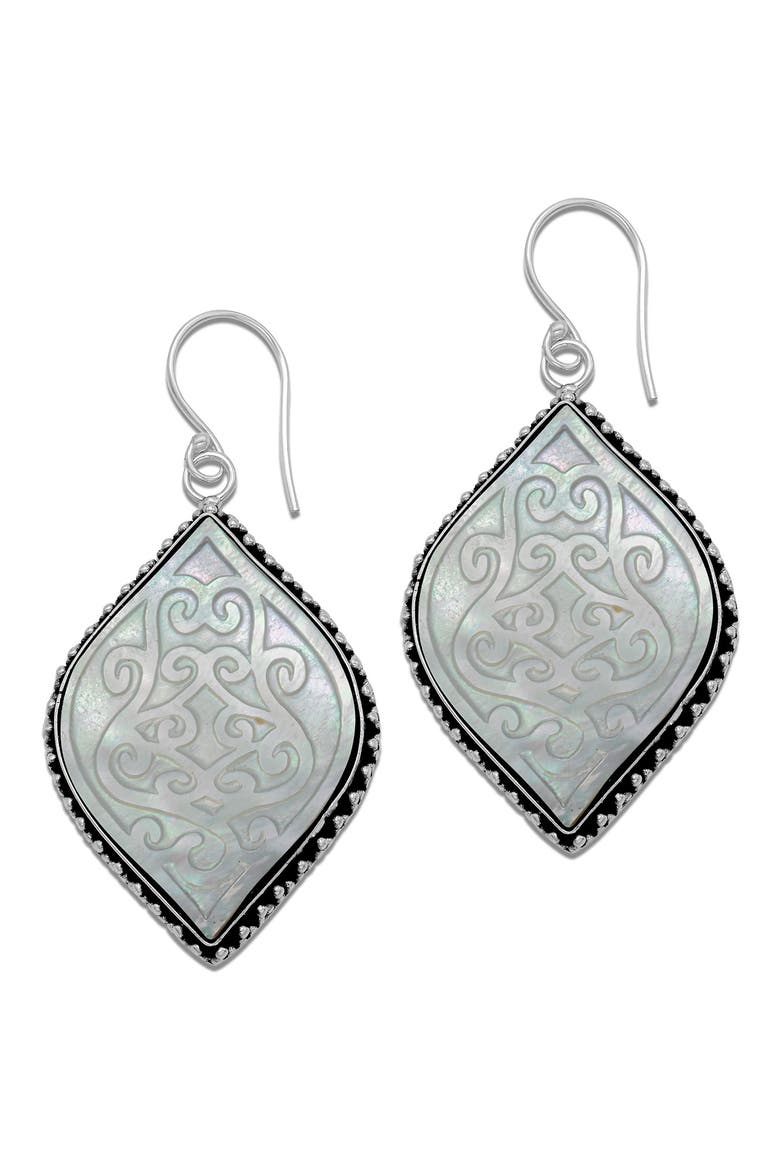 Marquis Mother-of-Pearl Drop Earrings, Main, color, WHITE