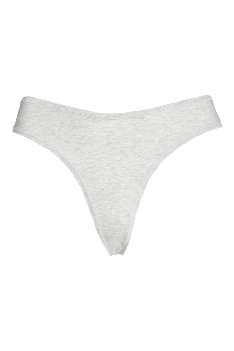 Cotton Stretch Jersey Dipped Thong, Alternate, color, LIGHT HEATHER GREY