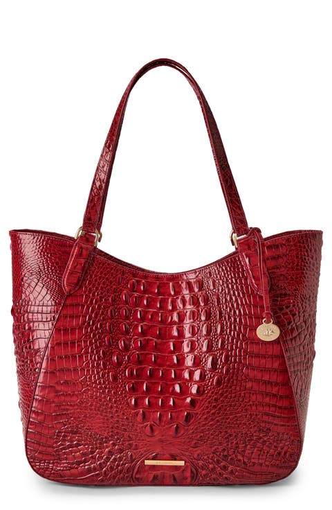 Aliza Croc Embossed Leather Tote