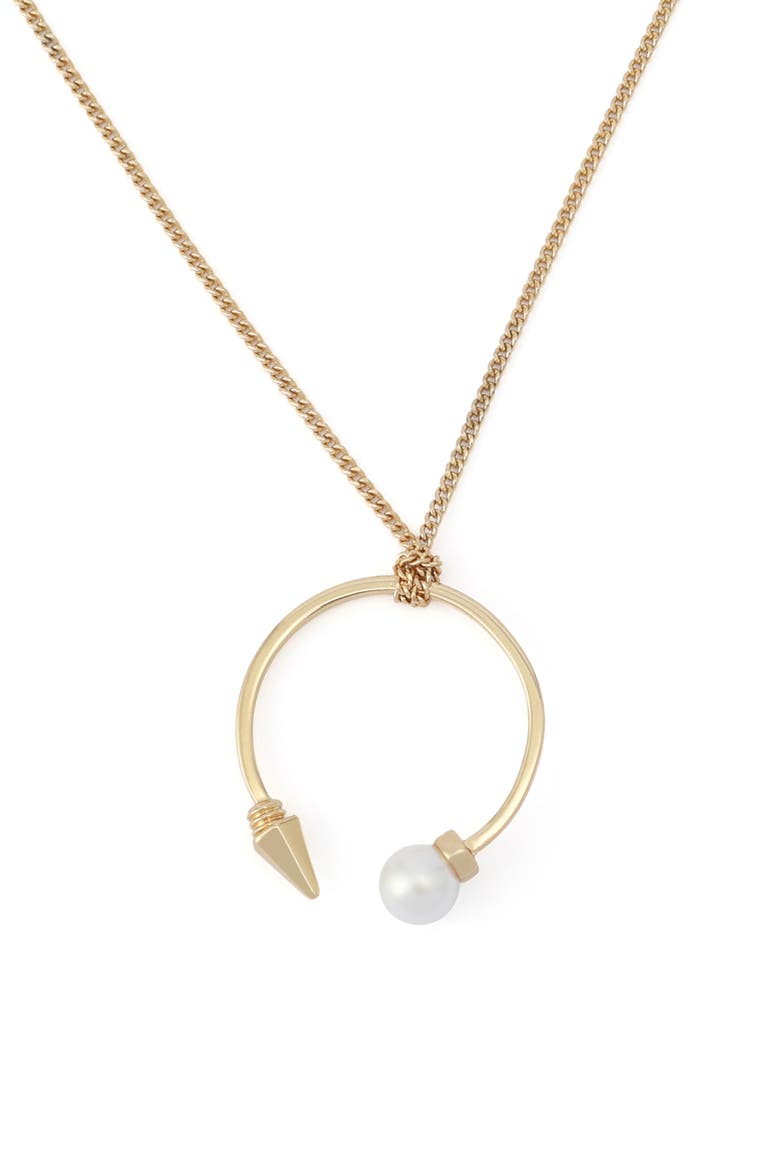 Faux Pearl Spike Pendant Necklace, Main, color, GOLD/ PEARL