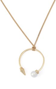 AllSaints Faux Pearl Spike Pendant Necklace