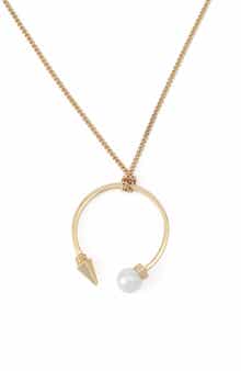 Faux Pearl Spike Pendant Necklace