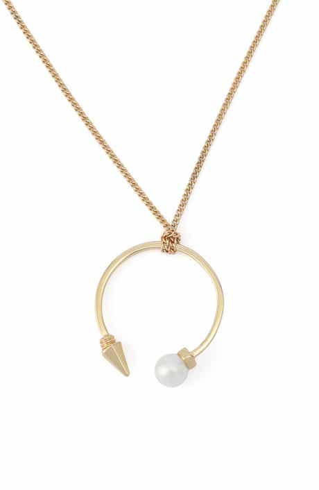 Faux Pearl Spike Pendant Necklace