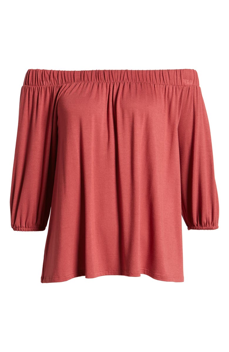 Loveappella Off the Shoulder Top, Alternate, color, Terracota