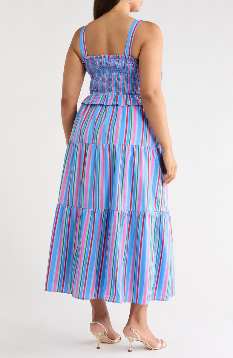 SUGARLIPS Jaimie Stripe Smocked Sleeveless Maxi Dress, Alternate, color, Pink-Blue-Grn