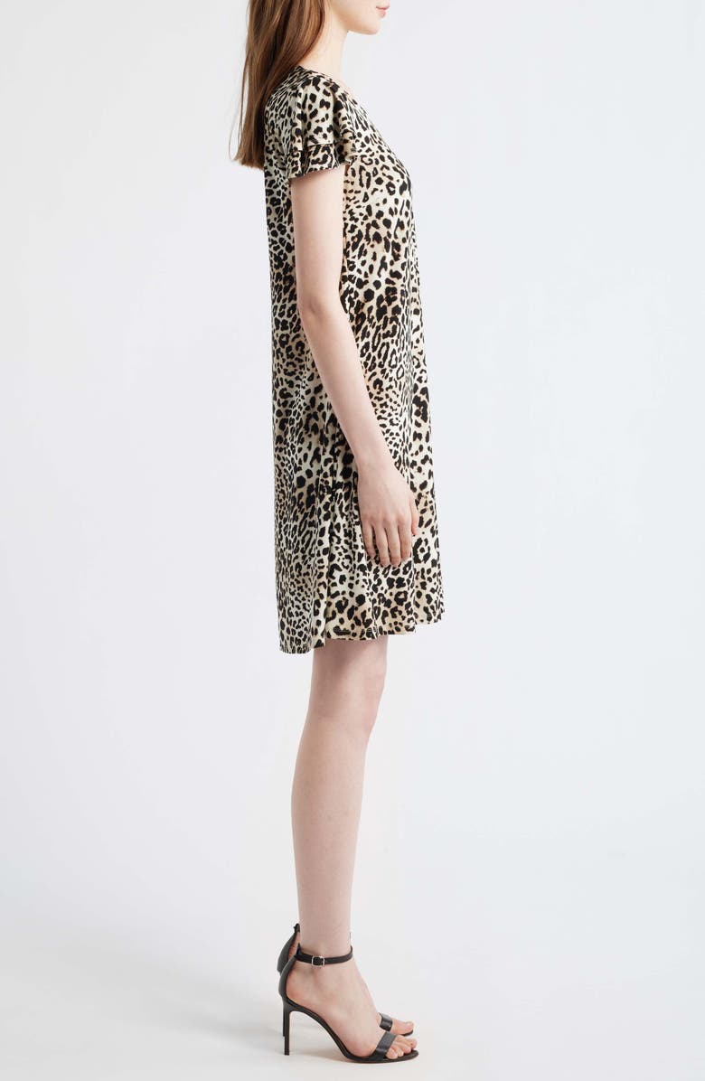 AK ANNE KLEIN Double Flutter Sleeve Swing Dress, Alternate, color, Anne Black Multi
