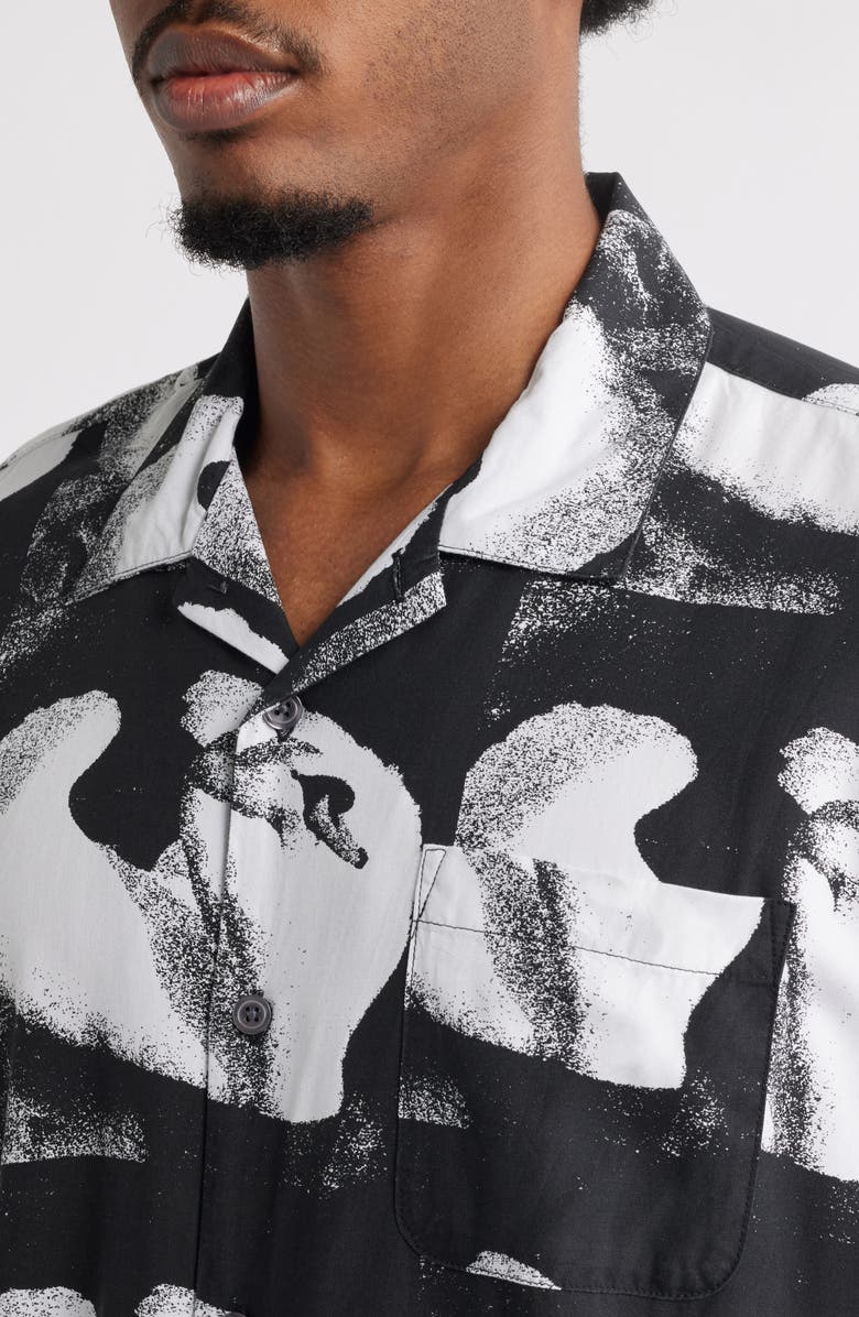 Obey Ambre Abstract Print Camp Shirt, Alternate, color, White Multi