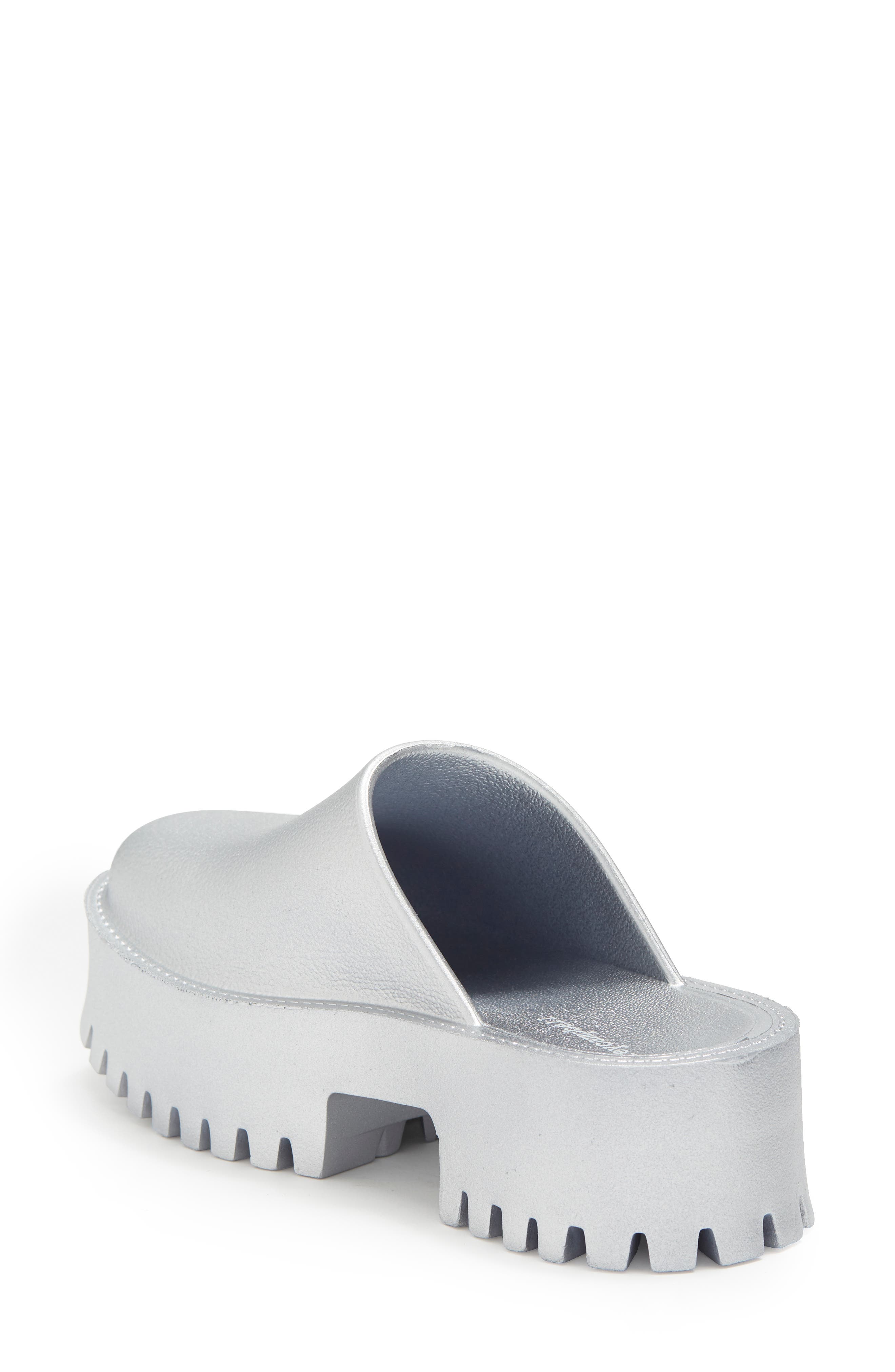 Lugged Platform Clog, Alternate, color, SILVER