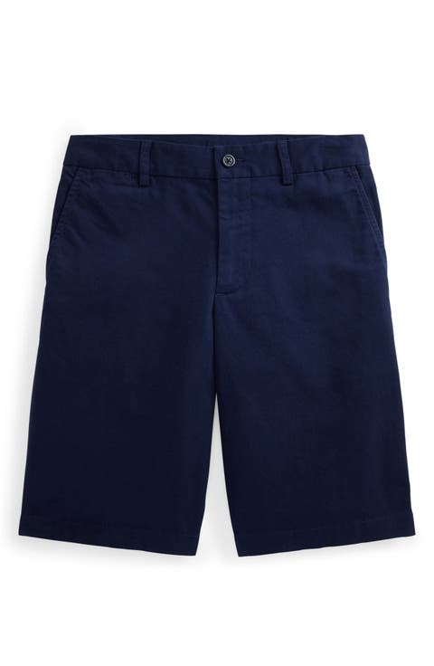 Kids' Flat Front Cotton Twill Chino Shorts (Big Kid)