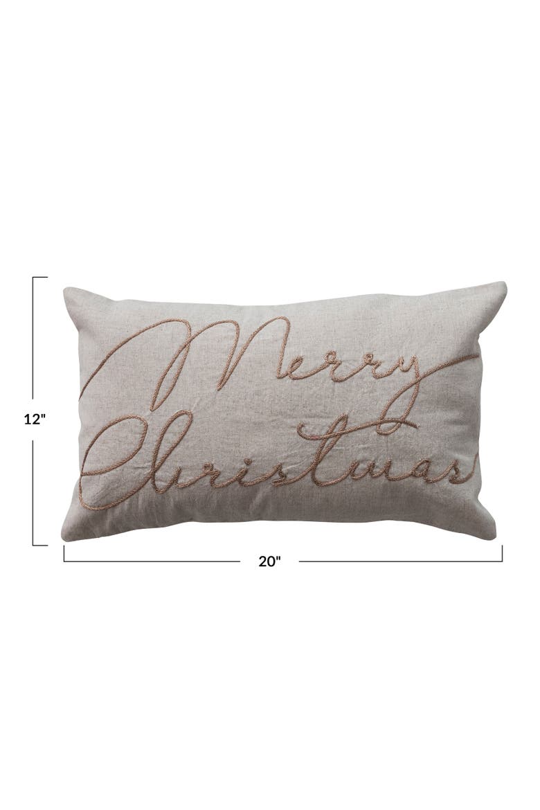 Artisan Embroidered Cotton & Linen Lumbar Pillow, Alternate, color, Natural and Copper