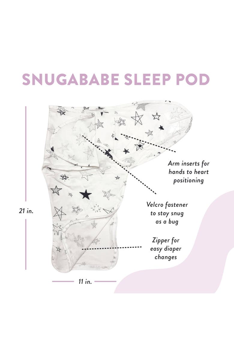 Organic Snugababe Swaddle Sleep Pod with Arm Inserts, Alternate, color, BLACK/ WHITE