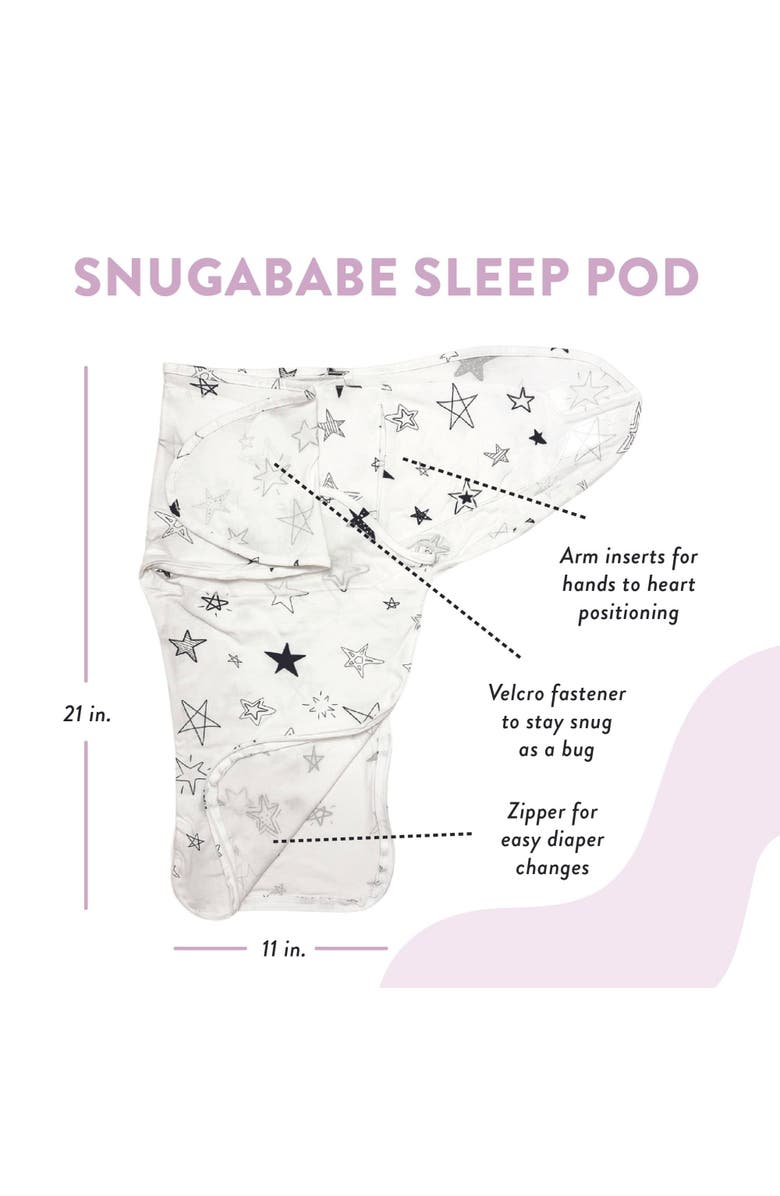 Norani Organic Snugababe Swaddle Sleep Pod with Arm Inserts, Alternate, color, Stars