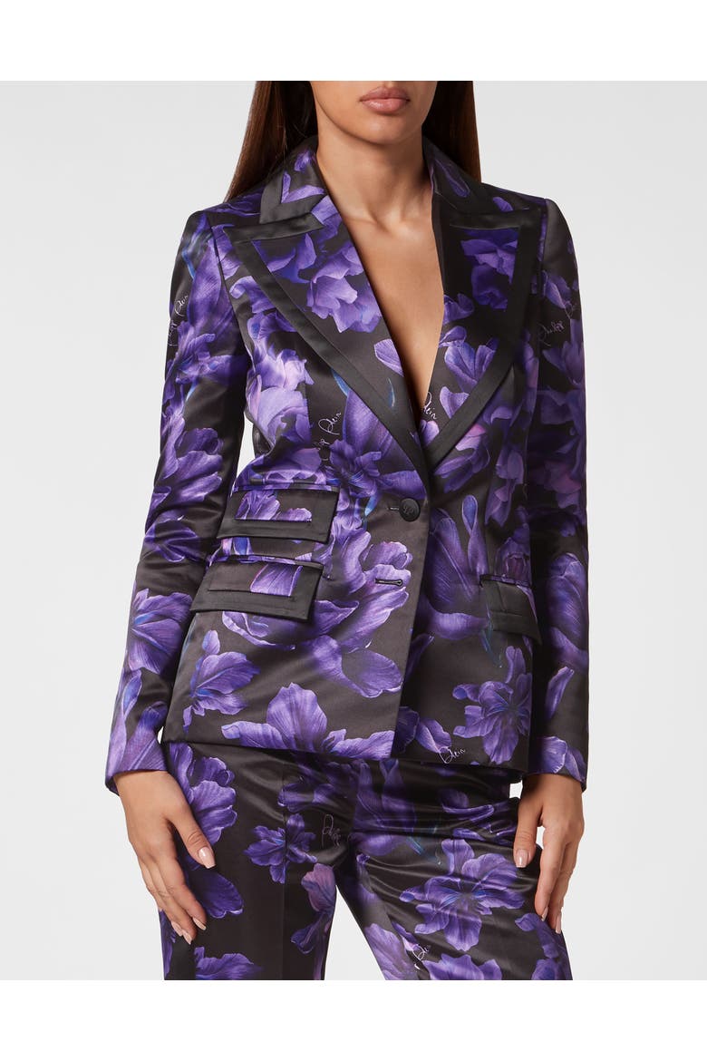 Blazer Flowers Women, Main, color, black