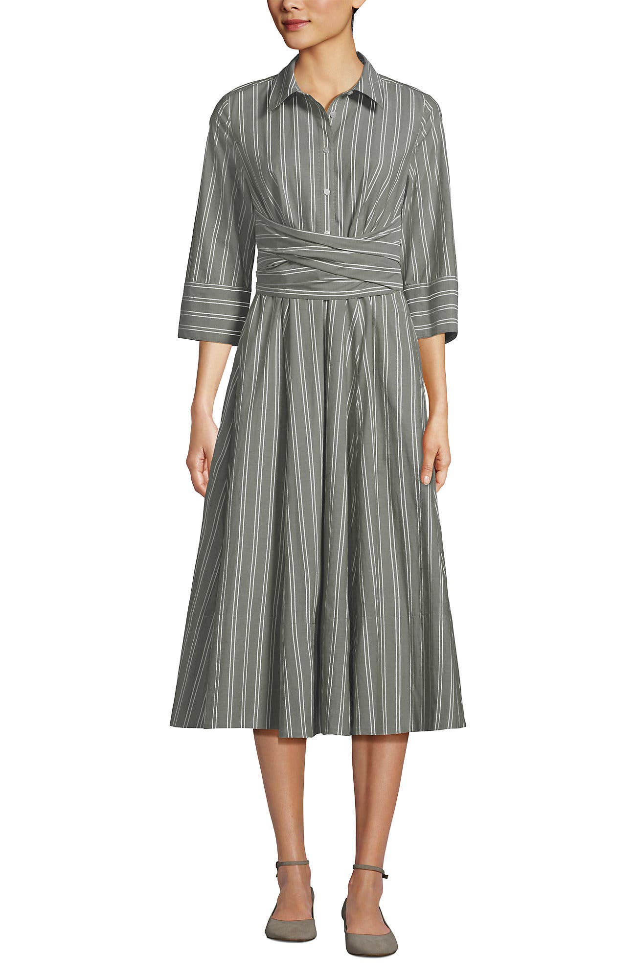 Poplin Midi Wrap Front Dress - image 3