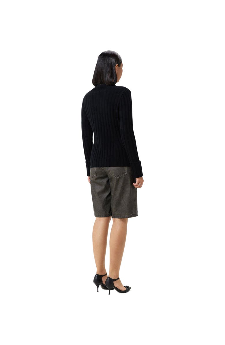 GOBI Mongolian Cashmere Cashmere Turn-Up Cuffs Sweater, Alternate, color, Black