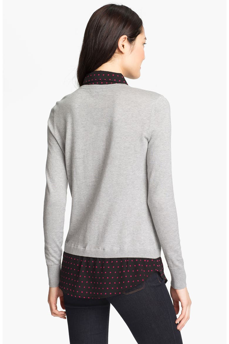 Halogen Mock Sweater & Blouse Set, Alternate, color, HEATHER GREY/ PINK DOT COMBO