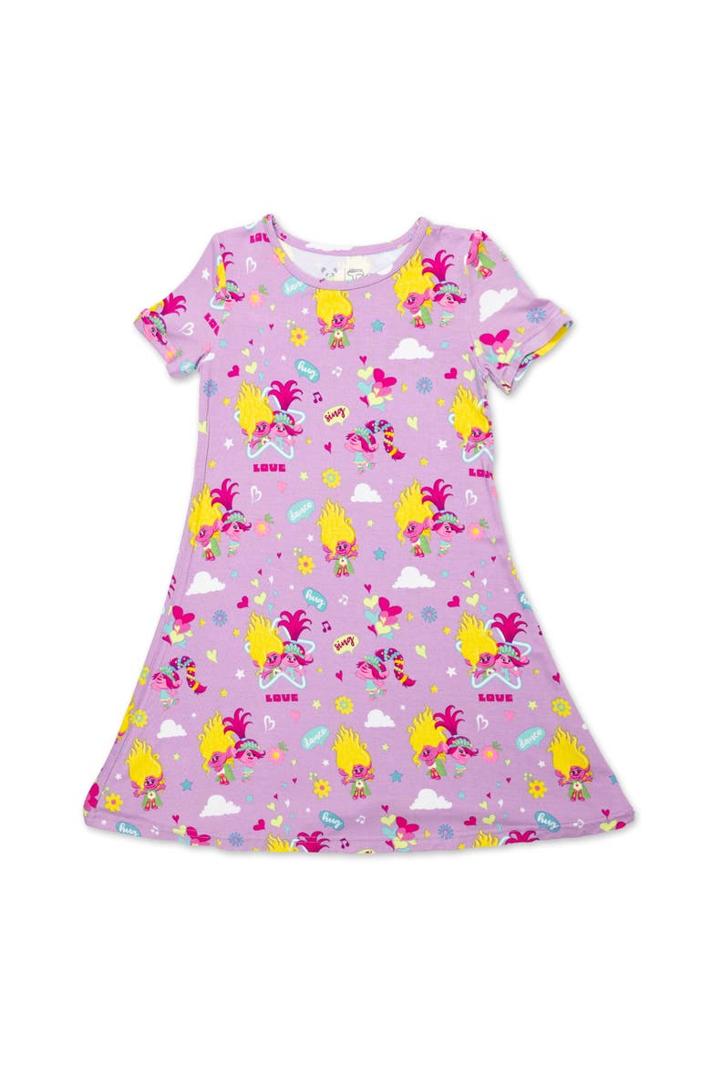 Kids' Trolls Valentine's Short Sleeve Dress, Main, color, Trolls Valentine's