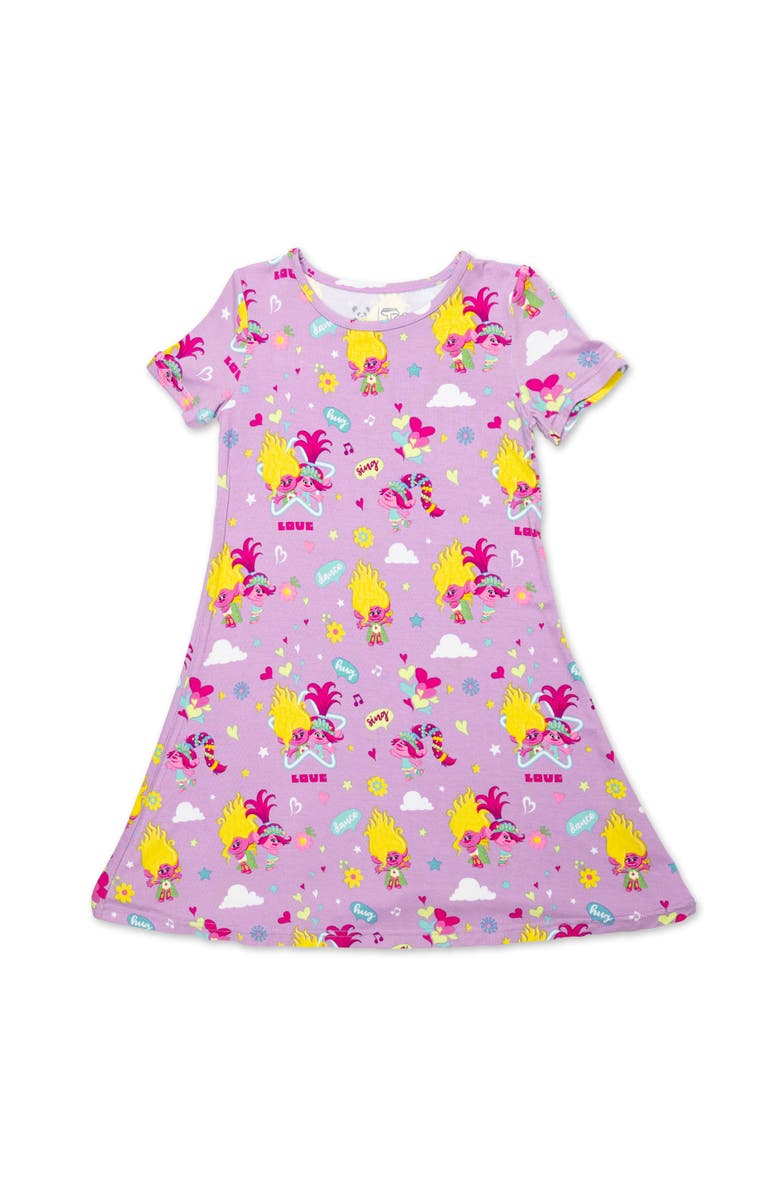 Bellabu Bear Kids' Trolls Valentine's Short Sleeve Dress, Main, color, Trolls Valentine's