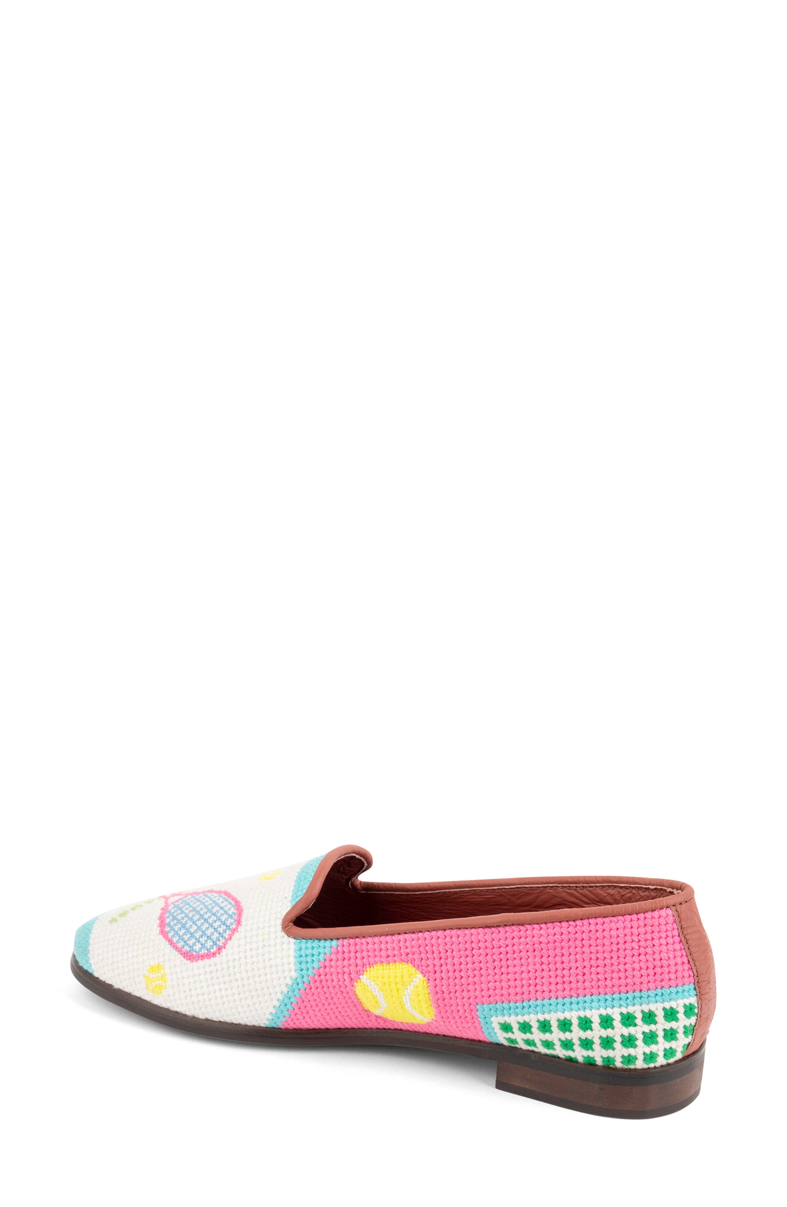 ByPaige Needlepoint Tennis Flat, Alternate, color, Pink Multi