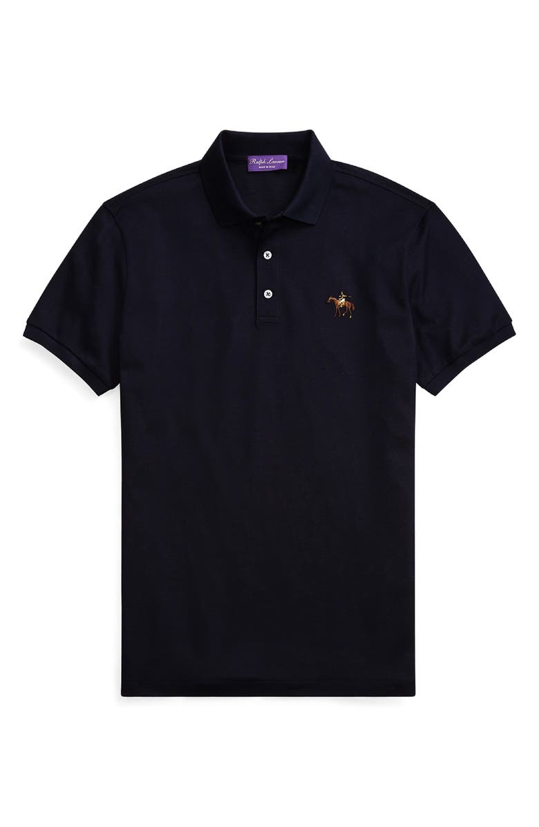 Ralph Lauren Purple Label Slim Fit Logo Embroidered Cotton Piqué Polo, Alternate, color, Classic Chairman Navy
