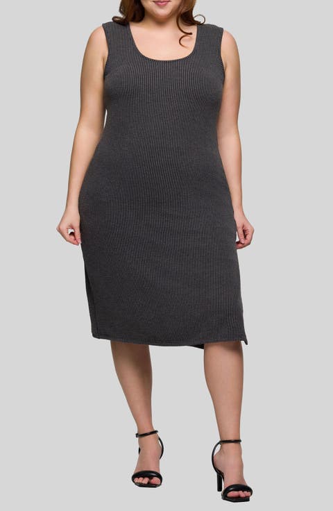 Sleeveless Rib Midi Dress (Plus)