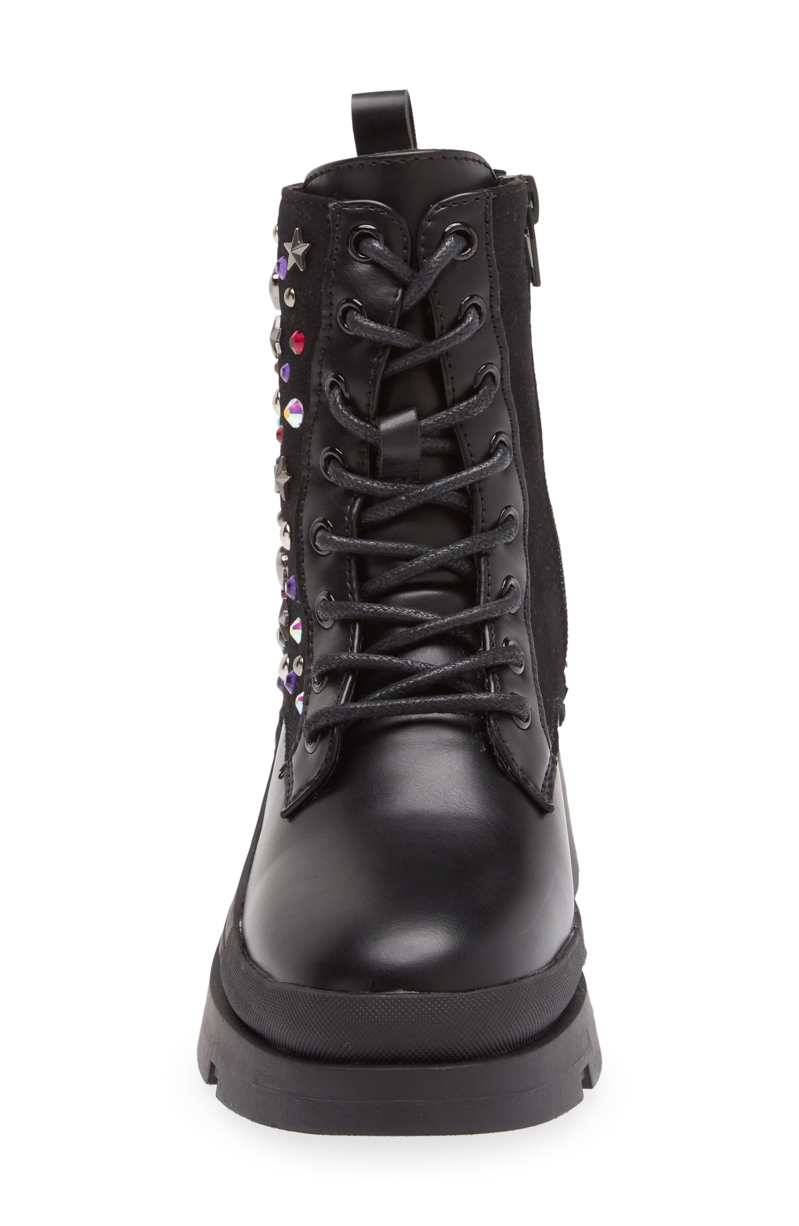 Steve Madden Kids' JKrissen Glitter Stud Combat Boot, Alternate, color, 
