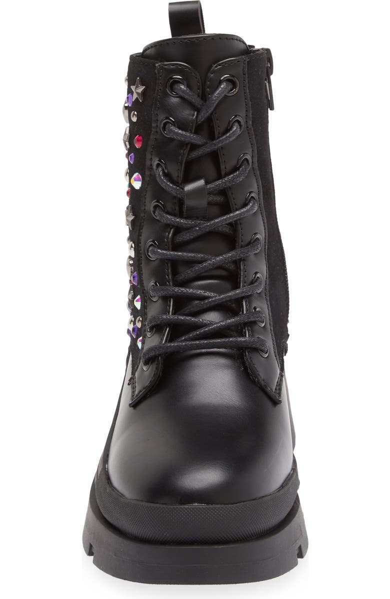 Steve Madden Kids' JKrissen Glitter Stud Combat Boot, Alternate, color,