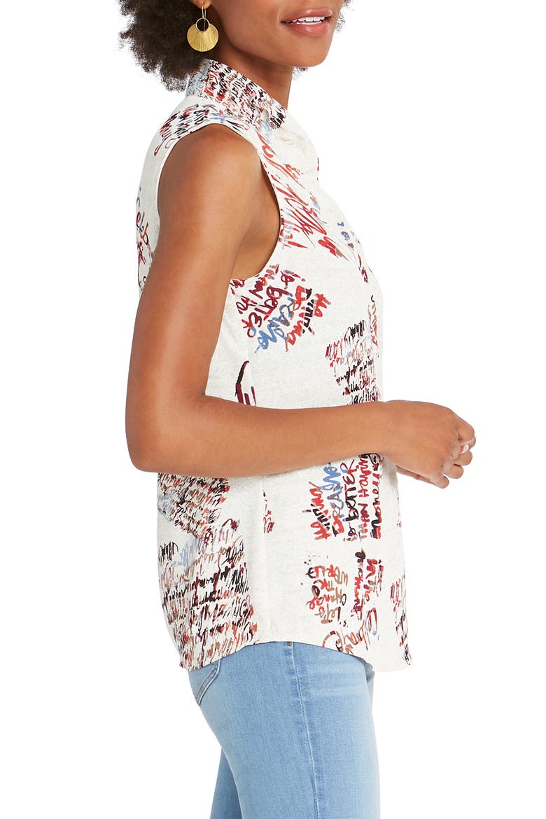 Scattered Letters Sleeveless Top, Alternate, color, NEUTRAL MULTI