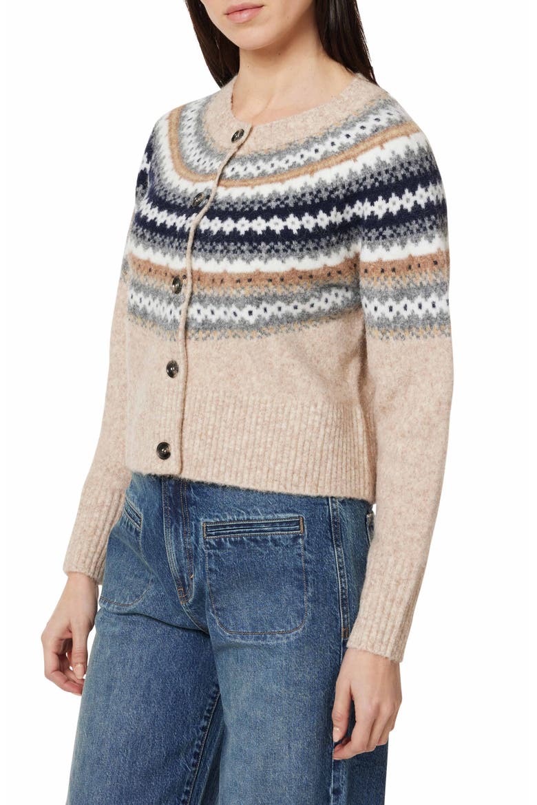 Fair Isle Cardigan, Alternate, color, BROWN