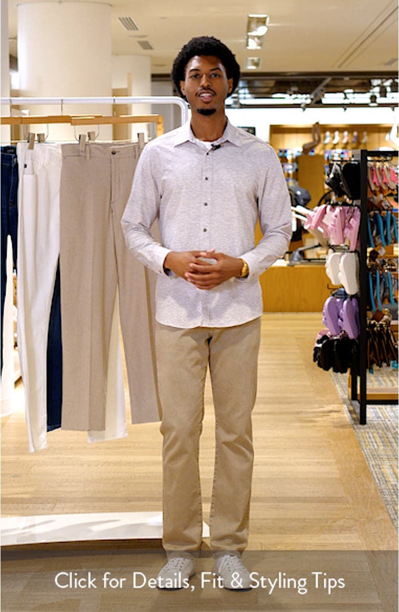 Trim Fit Mélange Performance Button-Up Shirt, sales video thumbnail