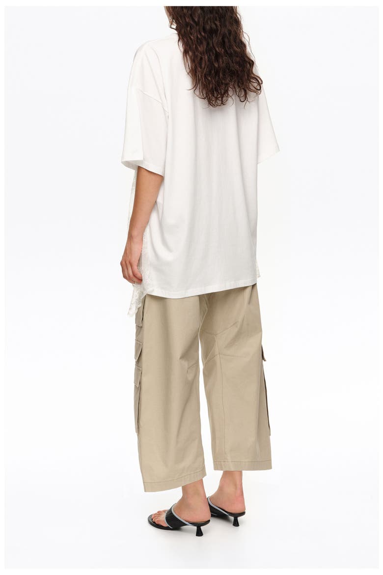 Lace Ruffle Oversized T-shirt, Alternate, color, WHITE