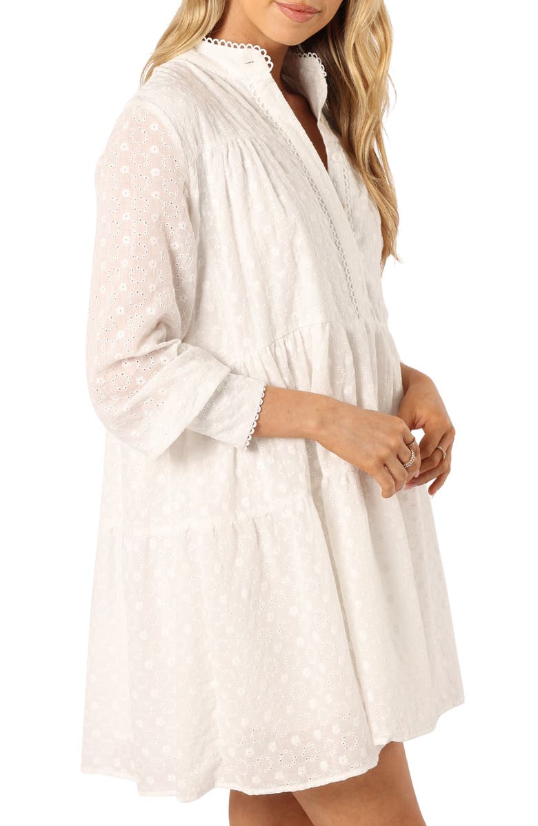 Petal & Pup Delia Tiered Long Sleeve Cotton Eyelet Minidress, Alternate, color, 