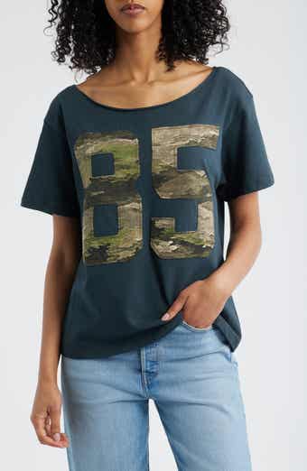 Daydreamer 85 Camo Appliqué Off the Shoulder Cotton T-Shirt