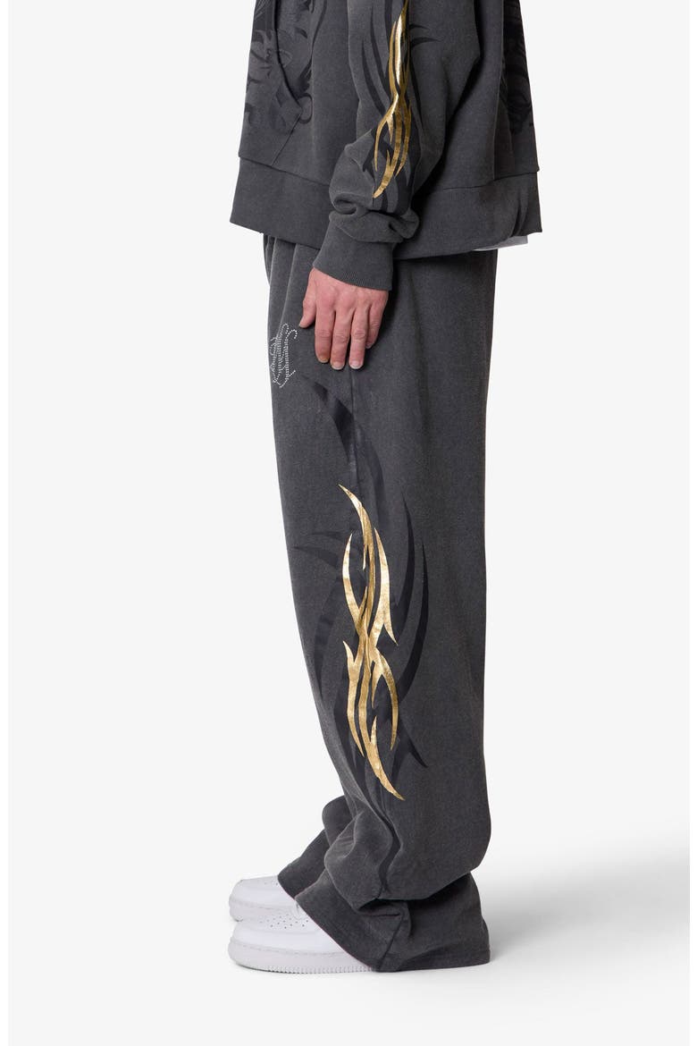 Oversize Gold Foil Sweatpants, Alternate, color, WASHED BLACK