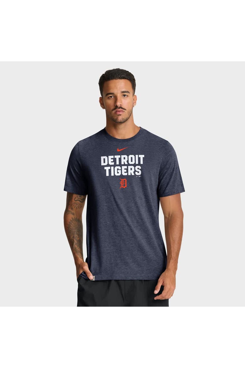 Men's Nike Heather Navy Detroit Tigers Stacked Tri-Blend T-Shirt, Main, color, Heather Navy