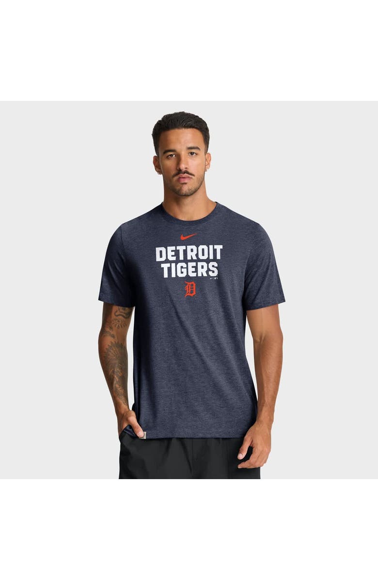 Nike Men's Nike Heather Navy Detroit Tigers Stacked Tri-Blend T-Shirt, Main, color, Heather Navy
