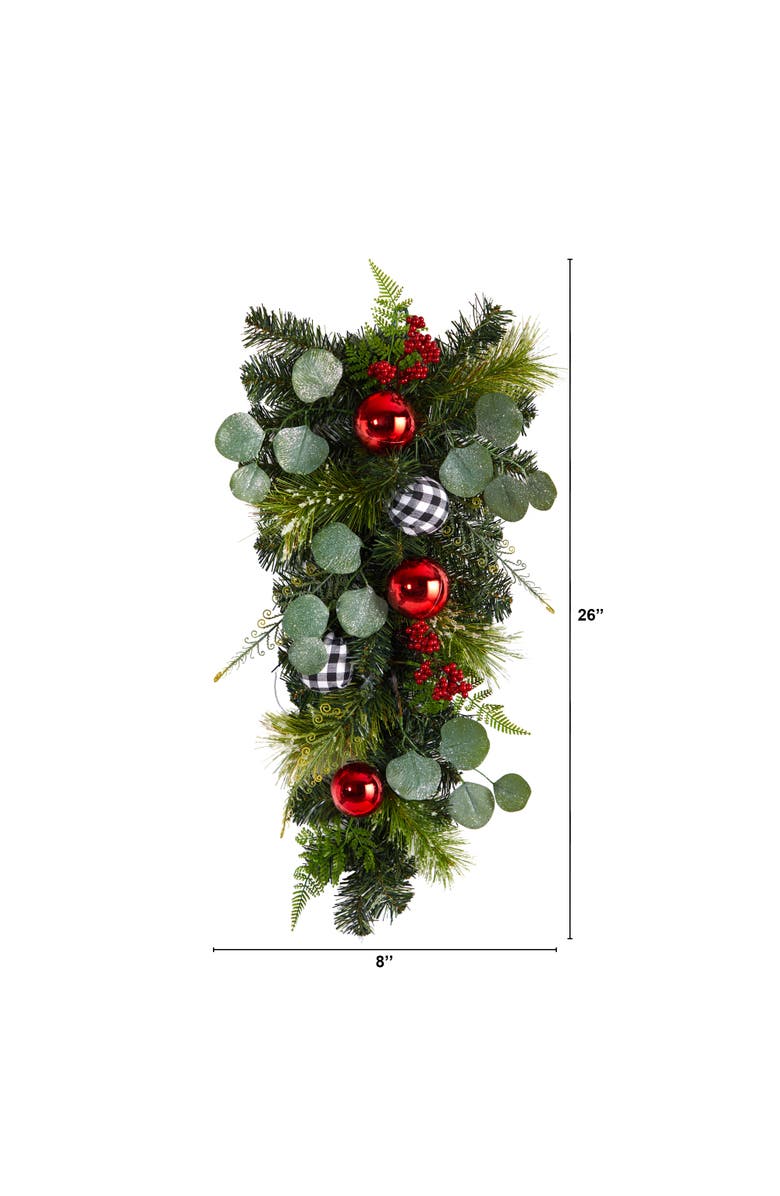 NEARLY NATURAL 26-in Holiday Christmas Greenery Ornament Artificial Swag, Alternate, color, Green