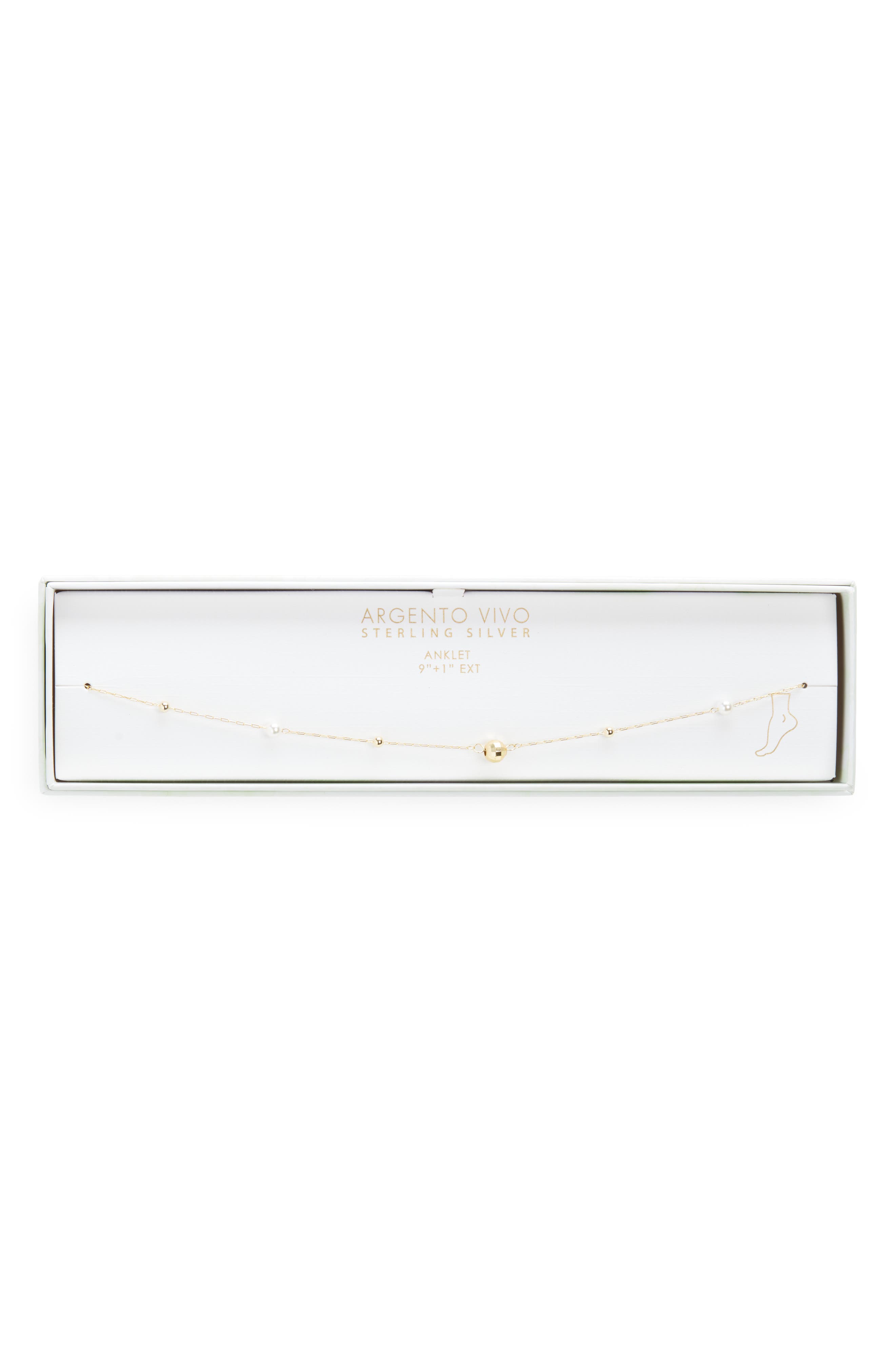 ARGENTO VIVO Faux Pearl Ball Cluster Anklet