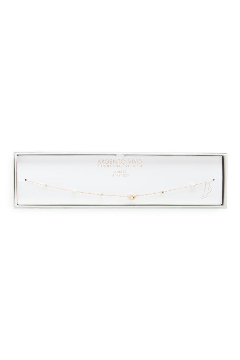 Faux Pearl Ball Cluster Anklet, Main, color, GOLD
