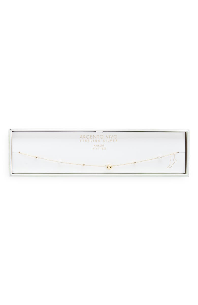 ARGENTO VIVO Faux Pearl Ball Cluster Anklet, Main, color, Gold