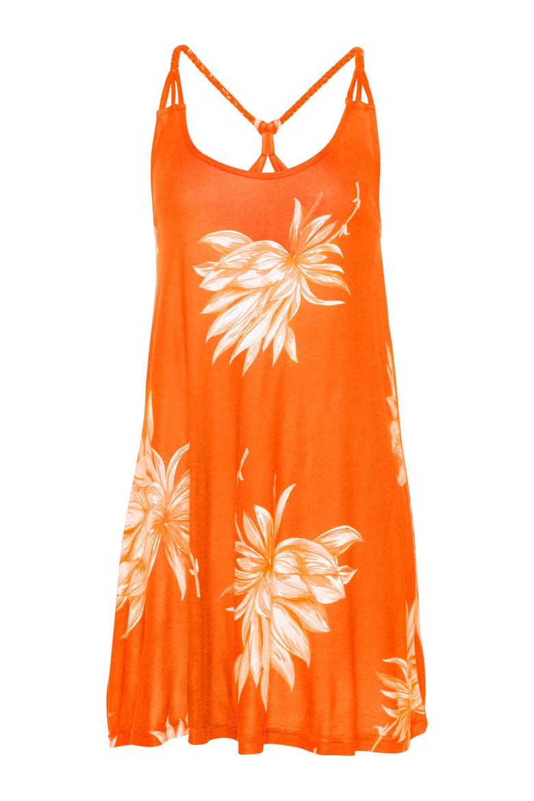 Beaded Strap Print Dress, Alternate, color, Orange Multi