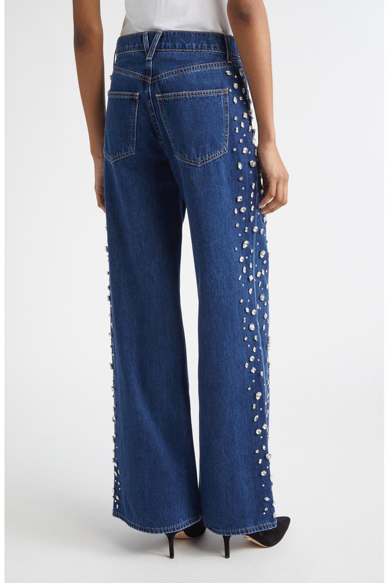 Kasey Embellished Wide Leg Jeans, Alternate, color, STONED BRIGHT BLUE