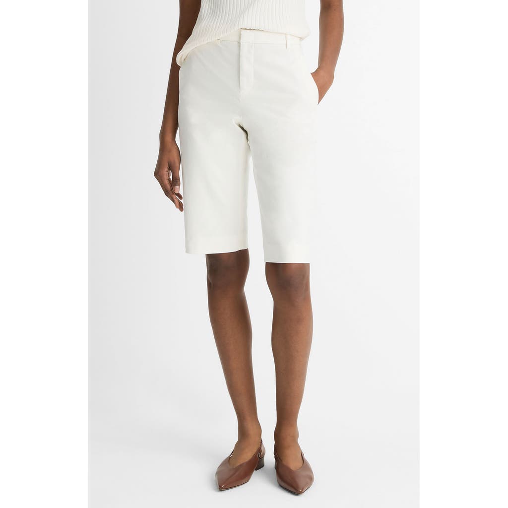 Shop Vince Stretch Cotton Bermuda Chino Shorts In Off White